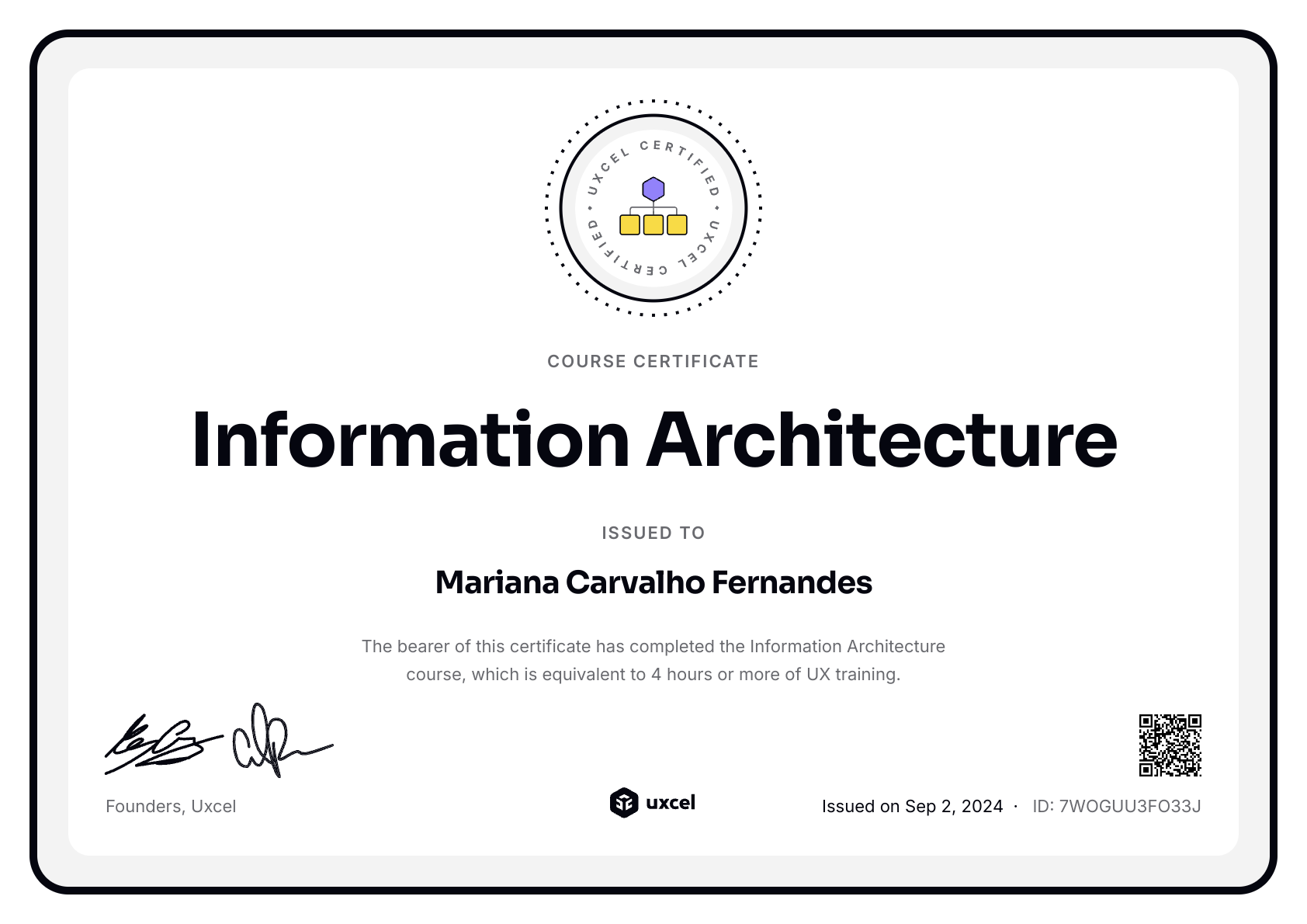 Mariana Carvalho Fernandes's certificate